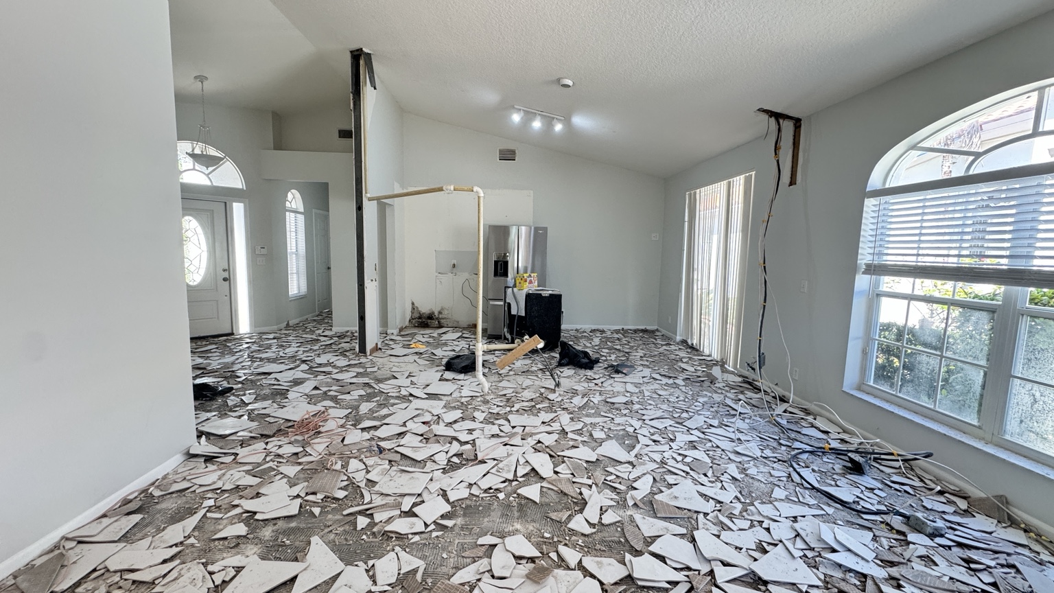 Main living area before painting and finish work